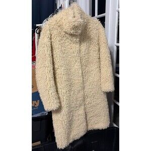 SHACI Cream Teddy Bouclé Hooded Coat NWT Size Small